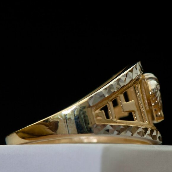10K Yellow & White Gold Two Tone Medusa Greek Goddess Ring Stamped 10K Sz 7.25 - Picture 7 of 12